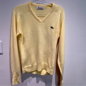 Lacoste - Izod - Men’s Vintage Yellow V-Neck Long Sleeve Pullover Sweater Size M